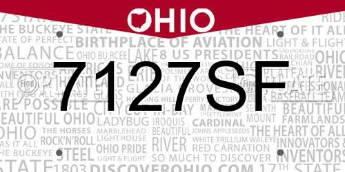 7127SF Ohio License Plate