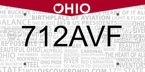 712AVF Ohio License Plate