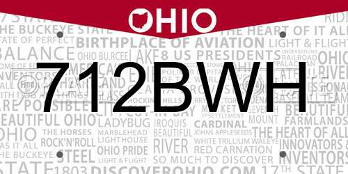 712BWH Ohio License Plate