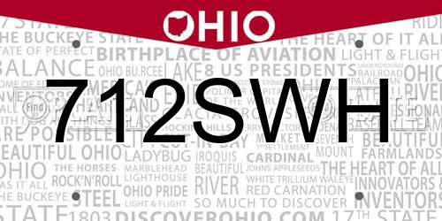 712SWH Ohio License Plate