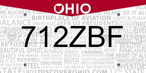 712ZBF Ohio License Plate