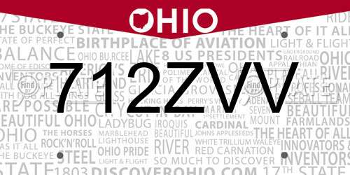 712ZVV Ohio License Plate