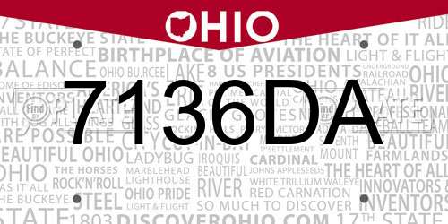 7136DA Ohio License Plate