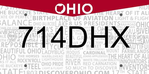 714DHX Ohio License Plate