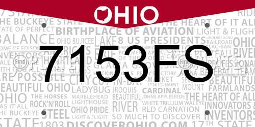 7153FS Ohio License Plate