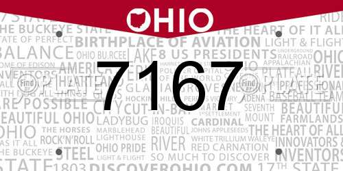 7167 Ohio License Plate