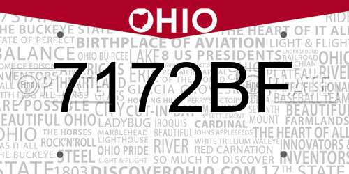 7172BF Ohio License Plate