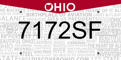 7172SF Ohio License Plate