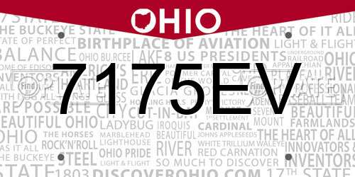 7175EV Ohio License Plate