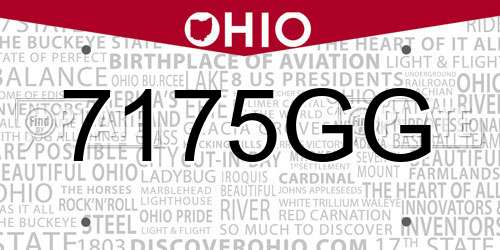 7175GG Ohio License Plate