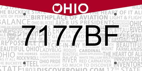 7177BF Ohio License Plate