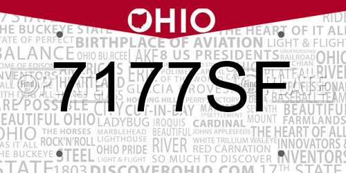 7177SF Ohio License Plate