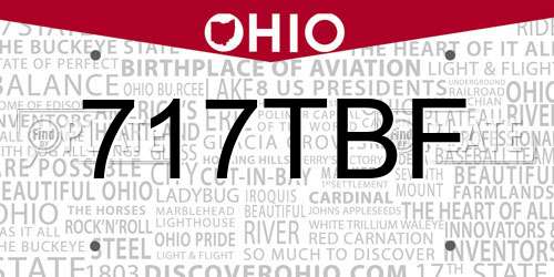 717TBF Ohio License Plate