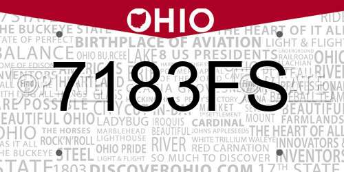 7183FS Ohio License Plate