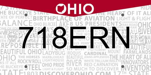 718ERN Ohio License Plate