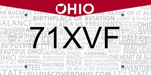 71XVF Ohio License Plate