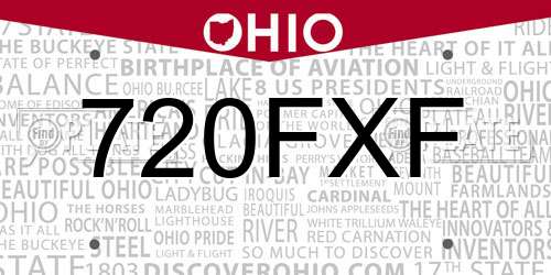 720FXF Ohio License Plate