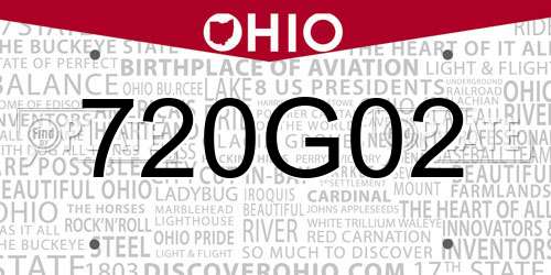 720G02 Ohio License Plate