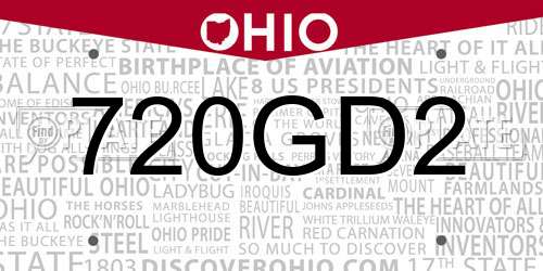 720GD2 Ohio License Plate