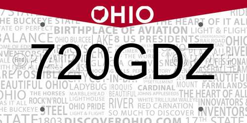 720GDZ Ohio License Plate