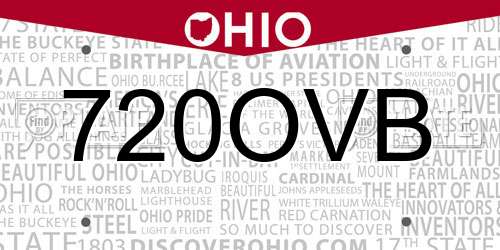 720OVB Ohio License Plate