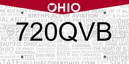 720QVB Ohio License Plate