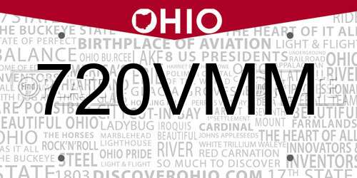 720VMM Ohio License Plate