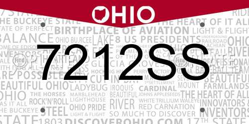 7212SS Ohio License Plate