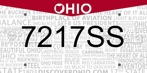 7217SS Ohio License Plate