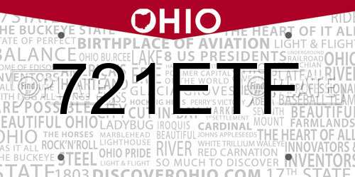 721ETF Ohio License Plate