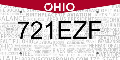 721EZF Ohio License Plate
