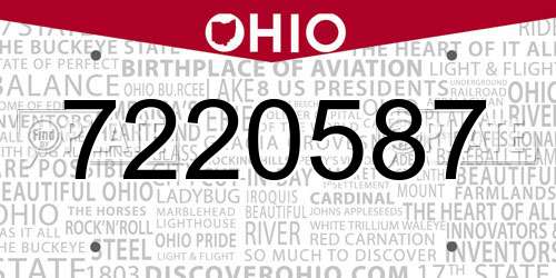 7220587 Ohio License Plate