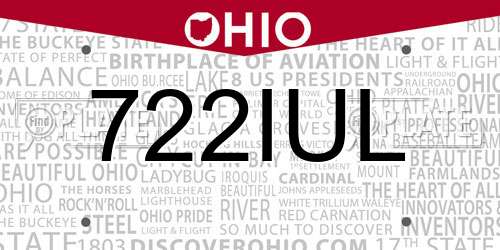 722IUL Ohio License Plate