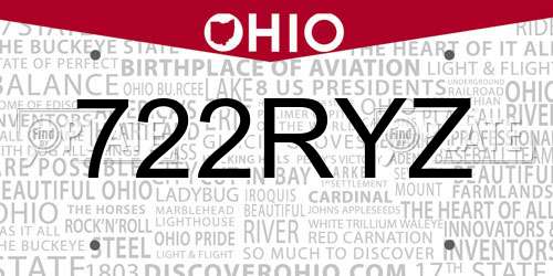 722RYZ Ohio License Plate