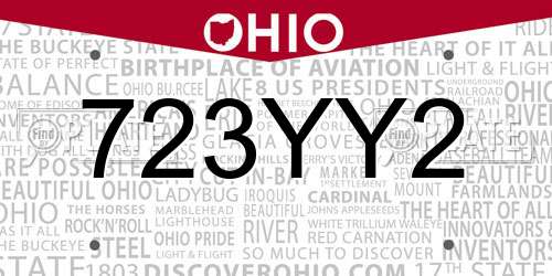 723YY2 Ohio License Plate