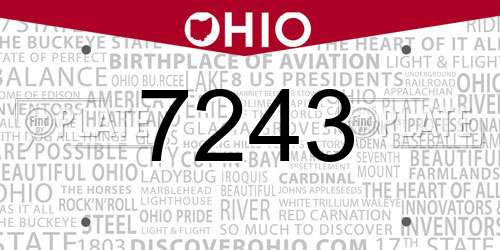 7243 Ohio License Plate