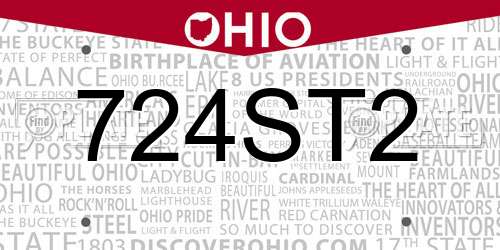 724ST2 Ohio License Plate