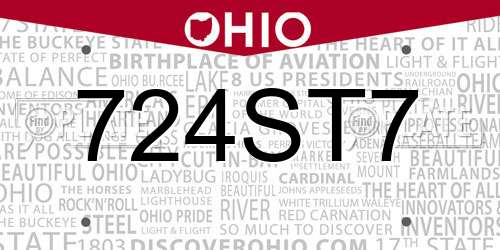724ST7 Ohio License Plate