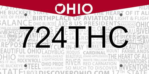 724THC Ohio License Plate