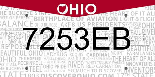 7253EB Ohio License Plate