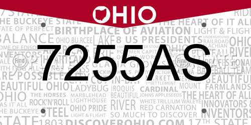 7255AS Ohio License Plate