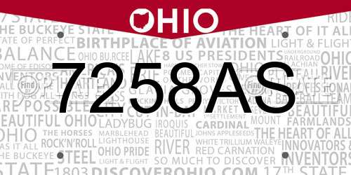 7258AS Ohio License Plate