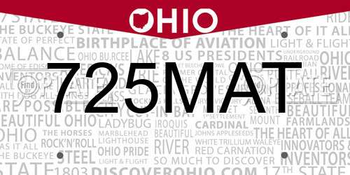 725MAT Ohio License Plate