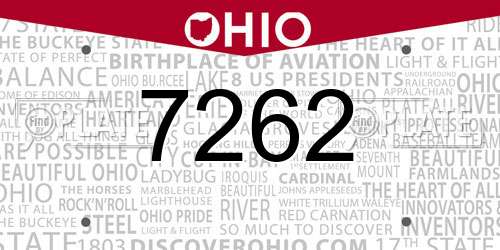 7262 Ohio License Plate