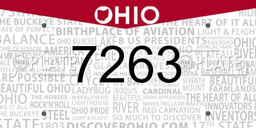 7263 Ohio License Plate