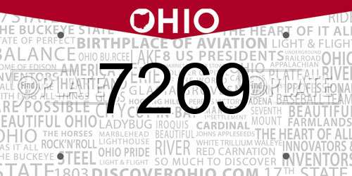 7269 Ohio License Plate