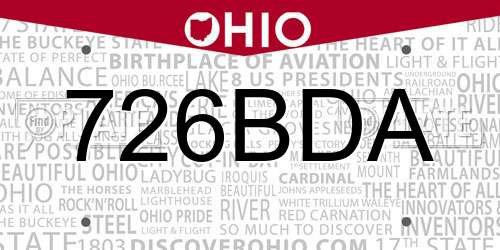 726BDA Ohio License Plate