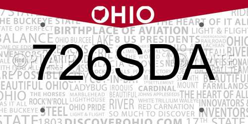 726SDA Ohio License Plate
