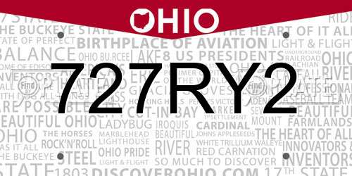 727RY2 Ohio License Plate