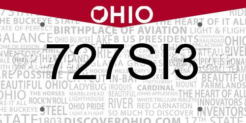 727SI3 Ohio License Plate